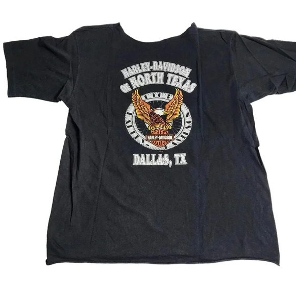 Harley Davidson 1996 Wolf Flames Shirt No Boundaries Size Large CUT NECK AND HEM - Picture 2 of 10